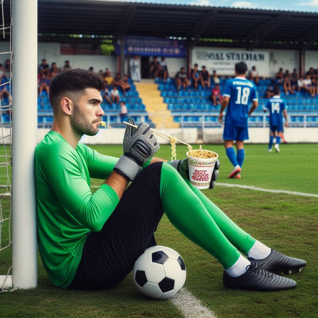 Tanding Sepak Bola atau Warung Mie? Aksi Nyeleneh Kiper Ini Bikin Heboh!