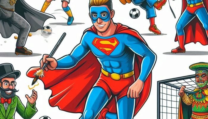 Aksi Sepak Bola Seru dengan Kostum Aneh, dari Superhero Hingga Baju Tradisional Lucu