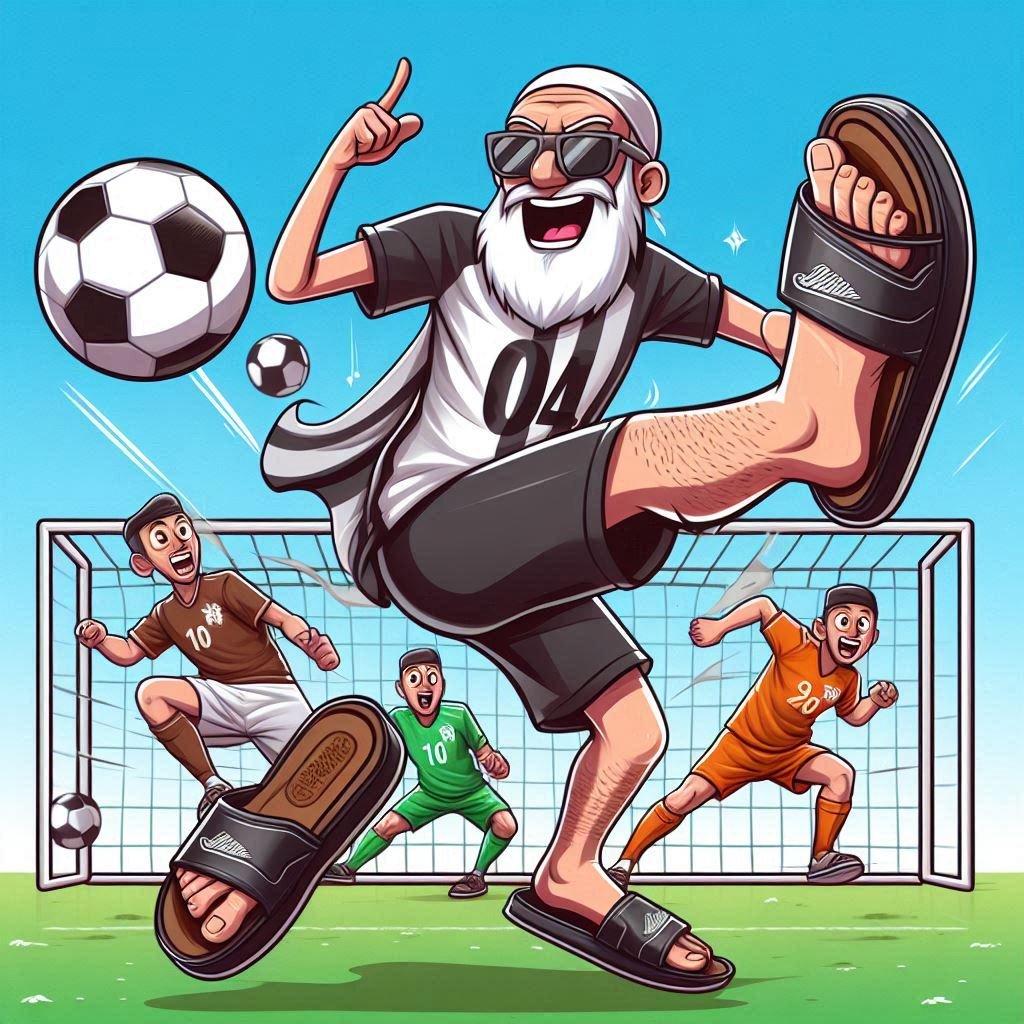 Pertandingan Sepak Bola Seru Pakai Sandal Lucu Banget